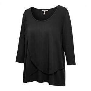 We The Free 100% Cotton Tunic Free People Black 3/4 sleeve Gauze Top Size XP